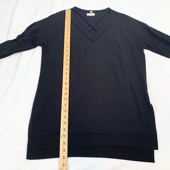Cupio black stretch long sleeve long lines tunic pullover lightweight sweatshirt - Picture 7 of 8